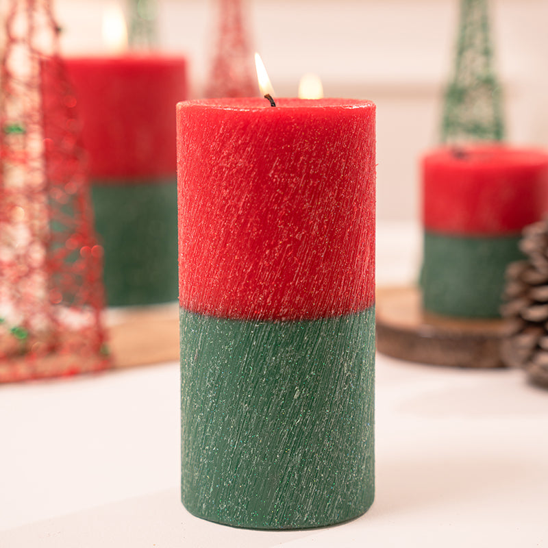 Vela navidad rojo y verde cristal