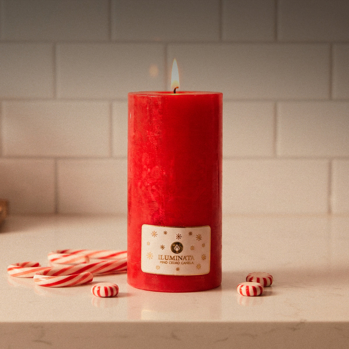 Vela Pilar 36 Navidad Roja Sólida