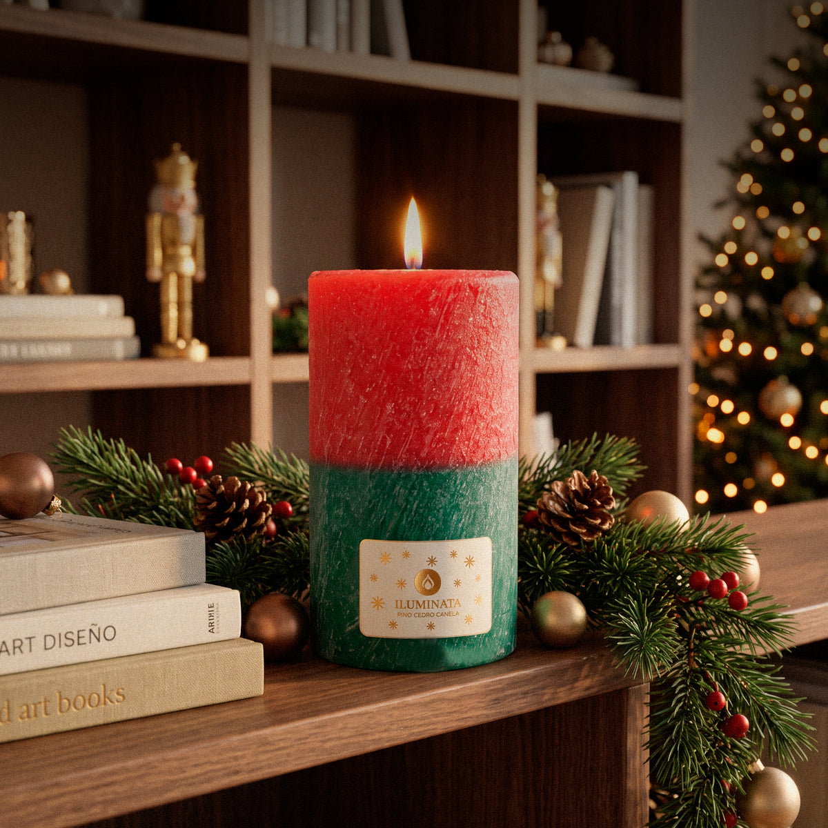Vela Pilar 46 Navidad Rojo y Verde