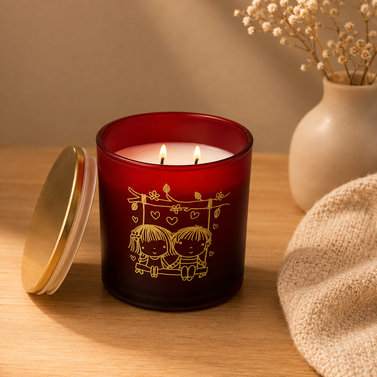 Vela Vaso 33 Pintado Rojo Amor Amor Corazón