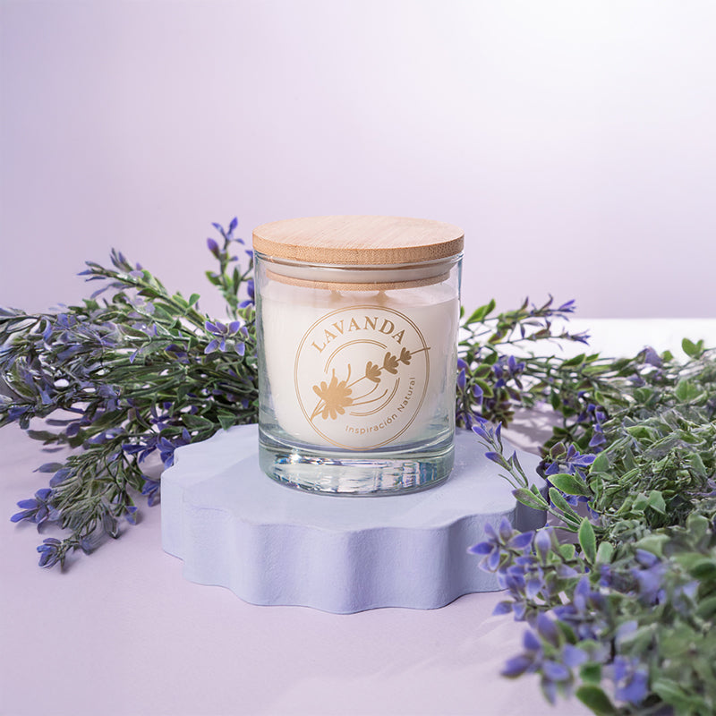 Vela vaso 33 Lavanda tapa madera