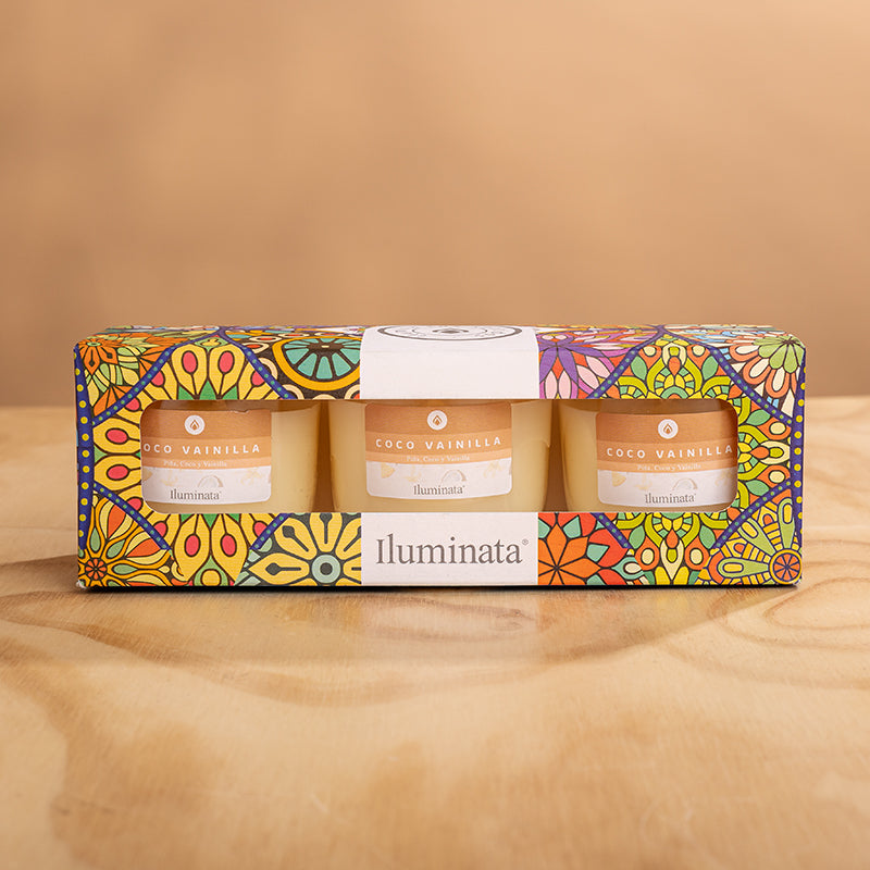 Kit vaso acrílico x 3 und Coco vainilla