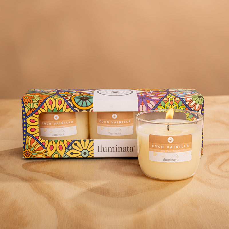 Kit vaso acrílico x 3 und Coco vainilla