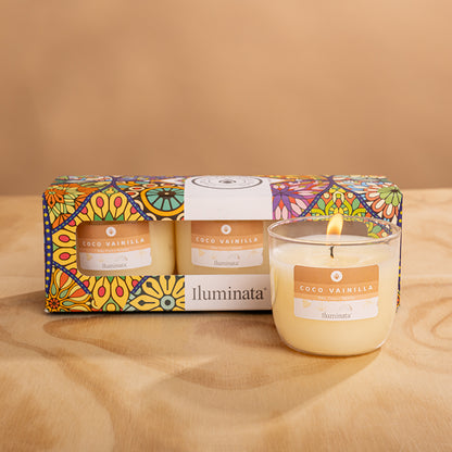Kit vaso acrílico x 3 und Coco vainilla