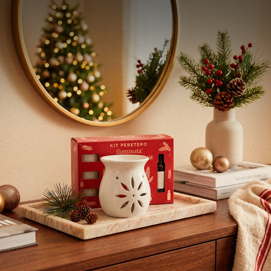 Kit Pebetero + 3 Velas + Fragancia Navidad
