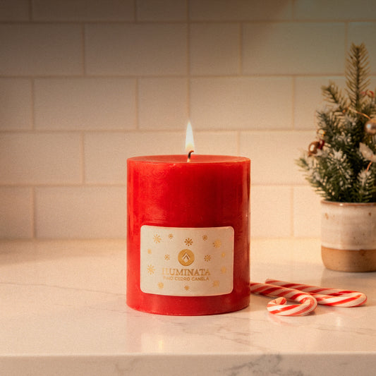 Vela Pilar 33 Navidad Roja Sólida