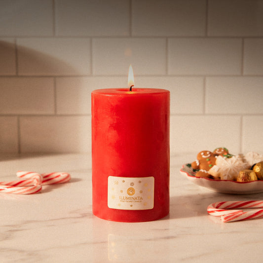 Vela Pilar 46 Navidad Roja Sólida