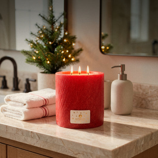 Vela Pilar 66 Navidad Rojo 3 Pabilos