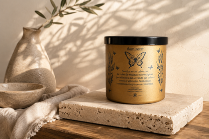 Vela vaso dorado Limoncillo - Diseño 2