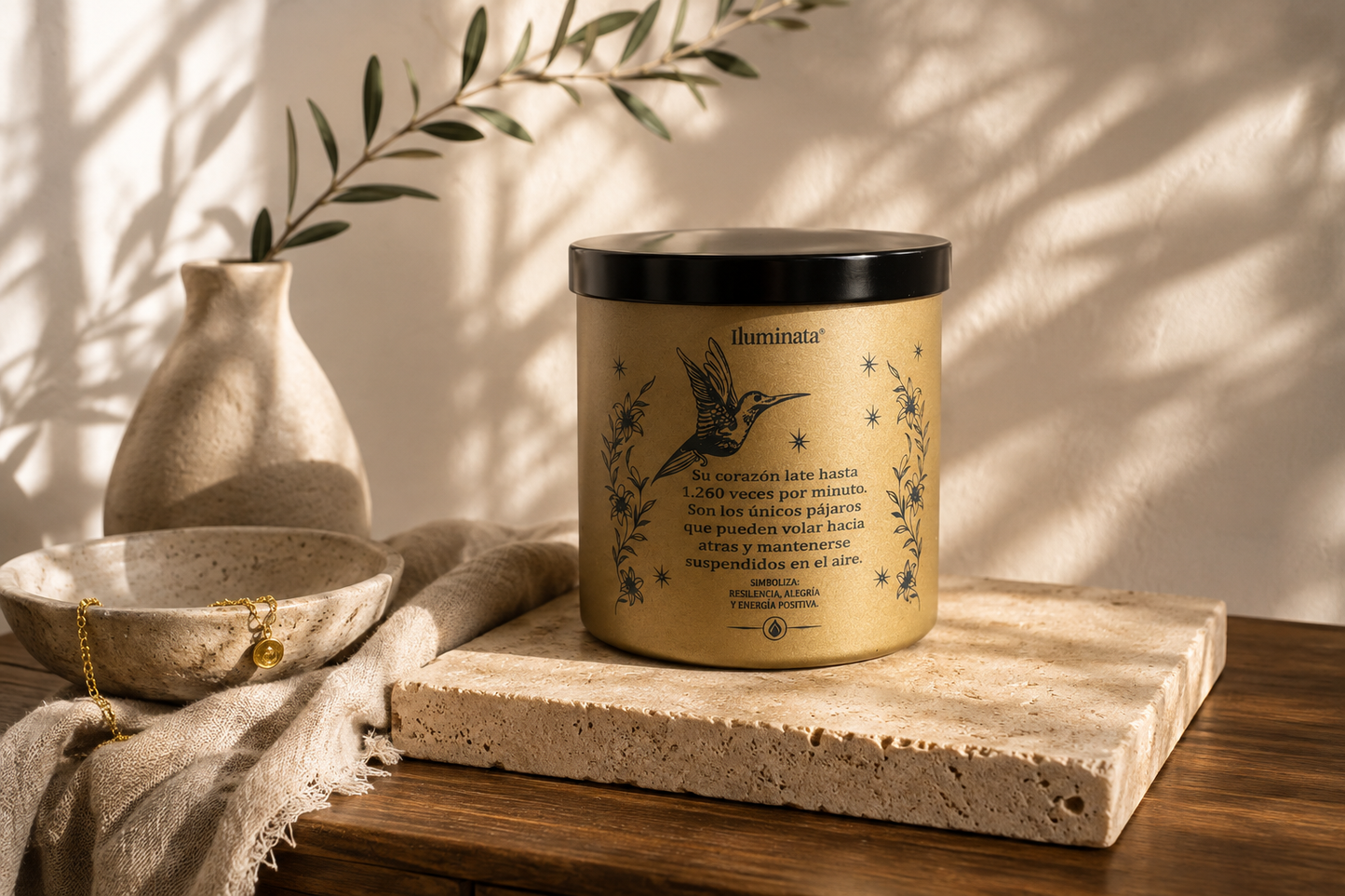Vela vaso dorado Limoncillo - Diseño 3