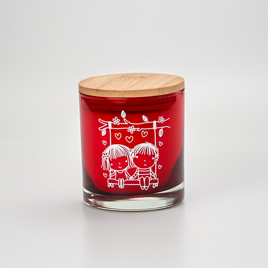 VELA VASO PINTADO CORAZÓN AMOR AMOR