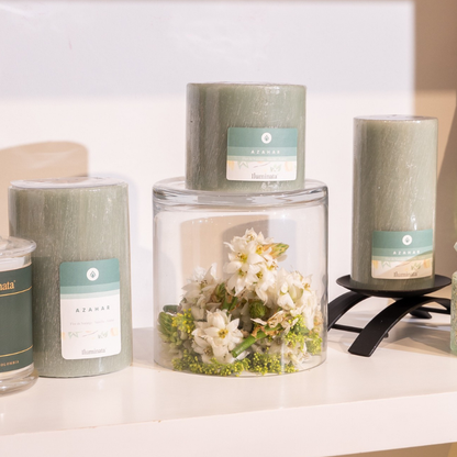 Vela Aromática Pilar Sólida Azahar Verde