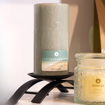 Vela Aromática Pilar Sólida Azahar Verde