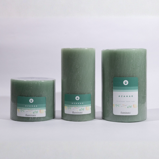 Vela Aromática Pilar Sólida Azahar Verde