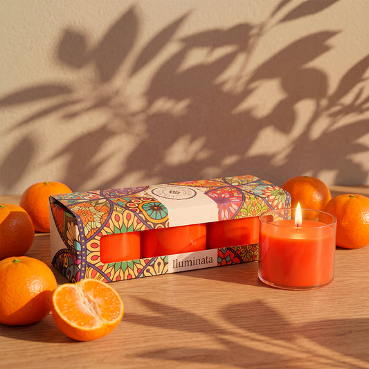 Vela Vaso Acrílico Mini Votive Mandarina Pomelo x3 Mandala