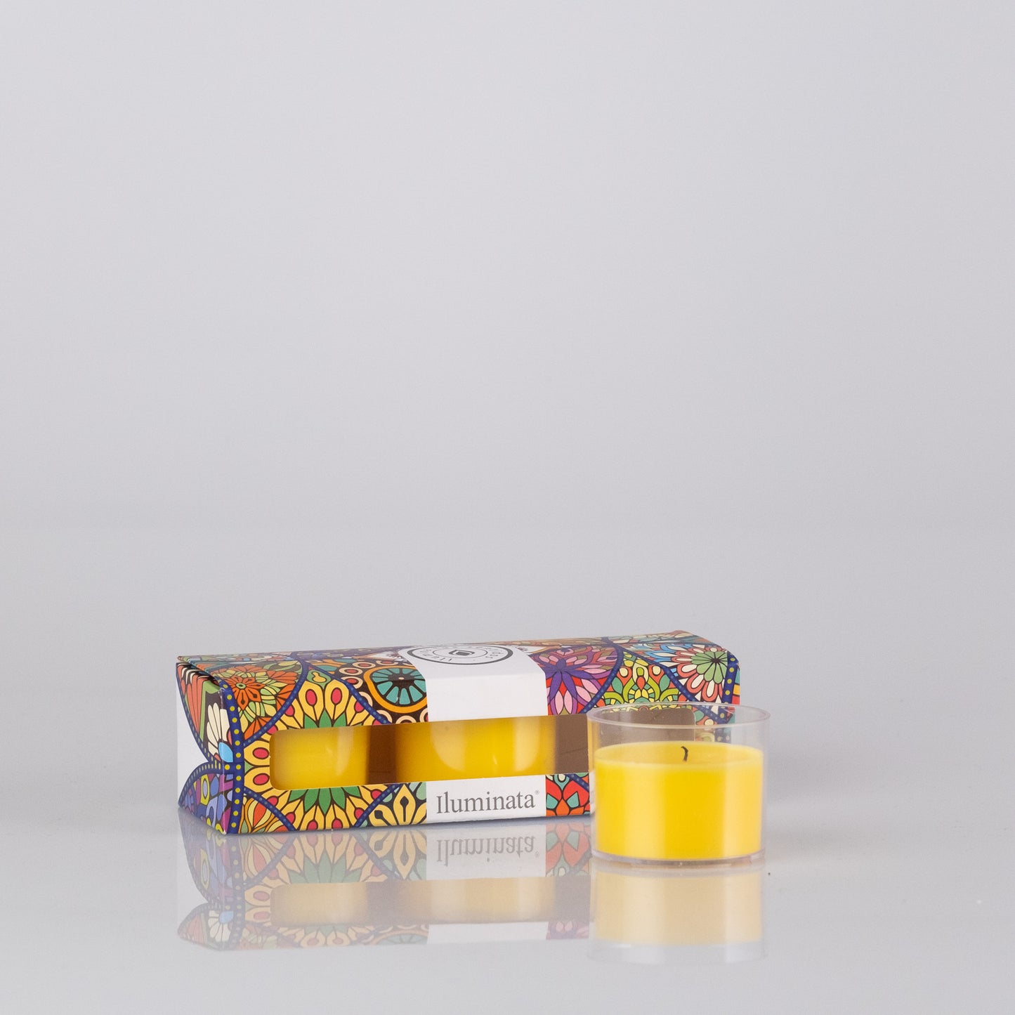 Vela Vaso Acrilico Mini Votive Maracuyá  x3 Mandala